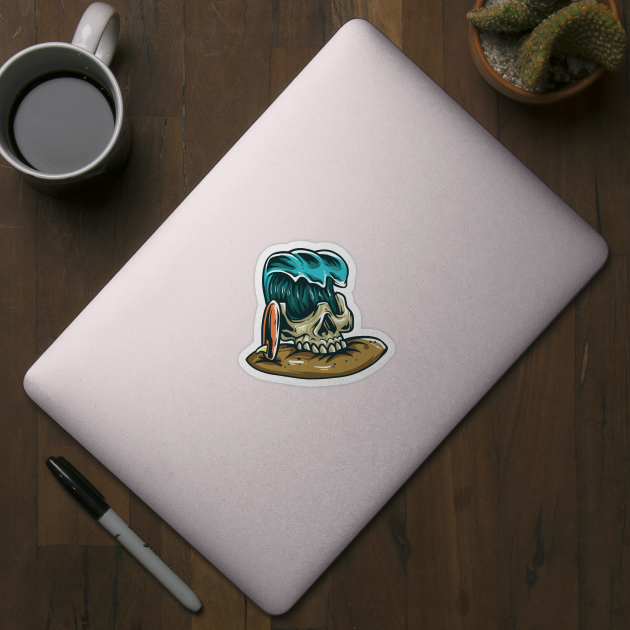 Skull Waves Surf by Mako Design 